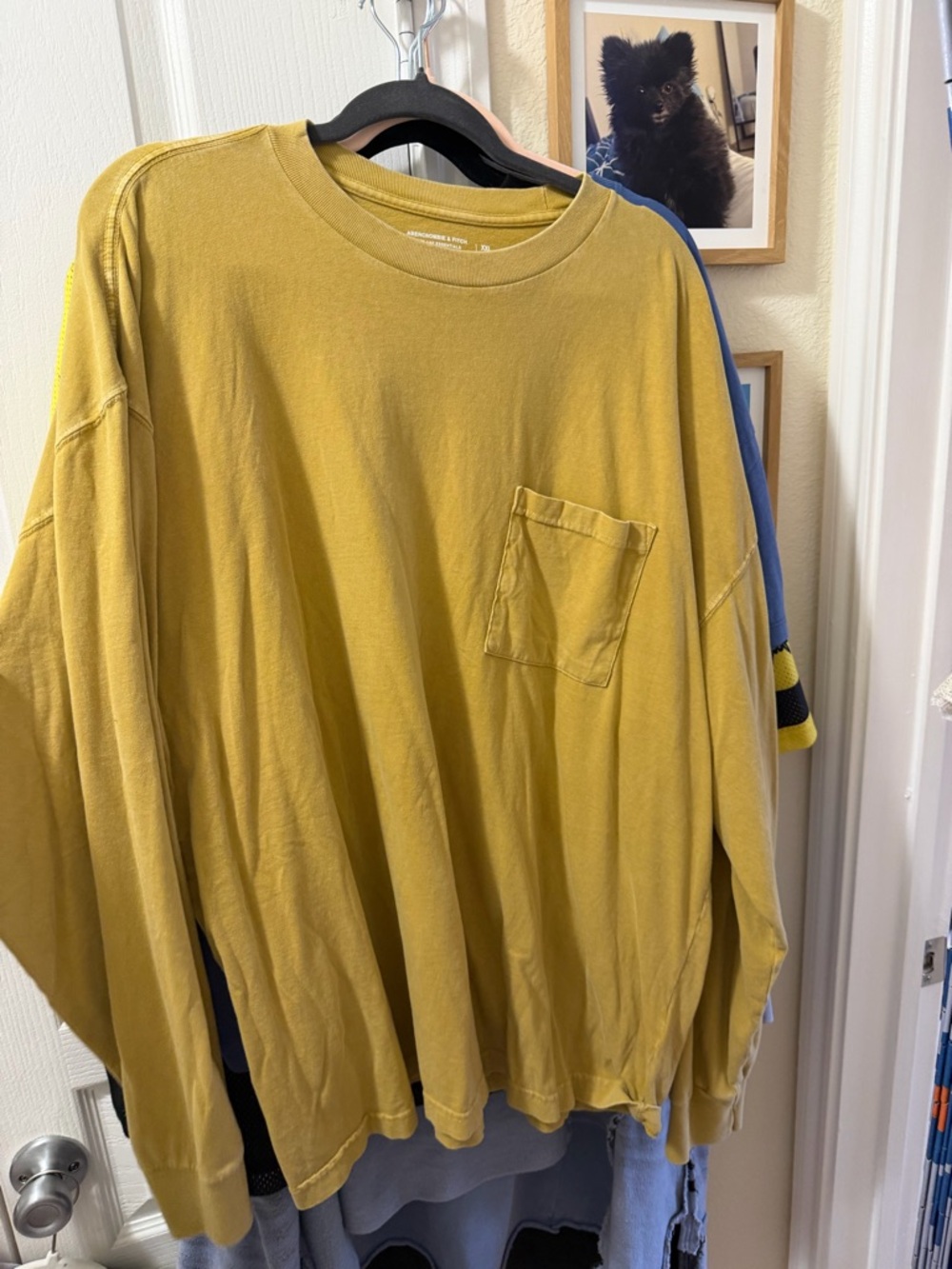Abercrombie & Fitch Long Sleeve Pocket Tee - Mustard Yellow